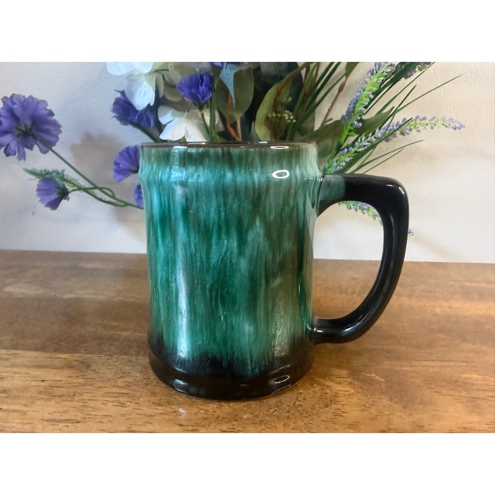 Blue Mountain Pottery Mug Teal Green Drip Glaze Stoneware Coffee Tea Cup Canada